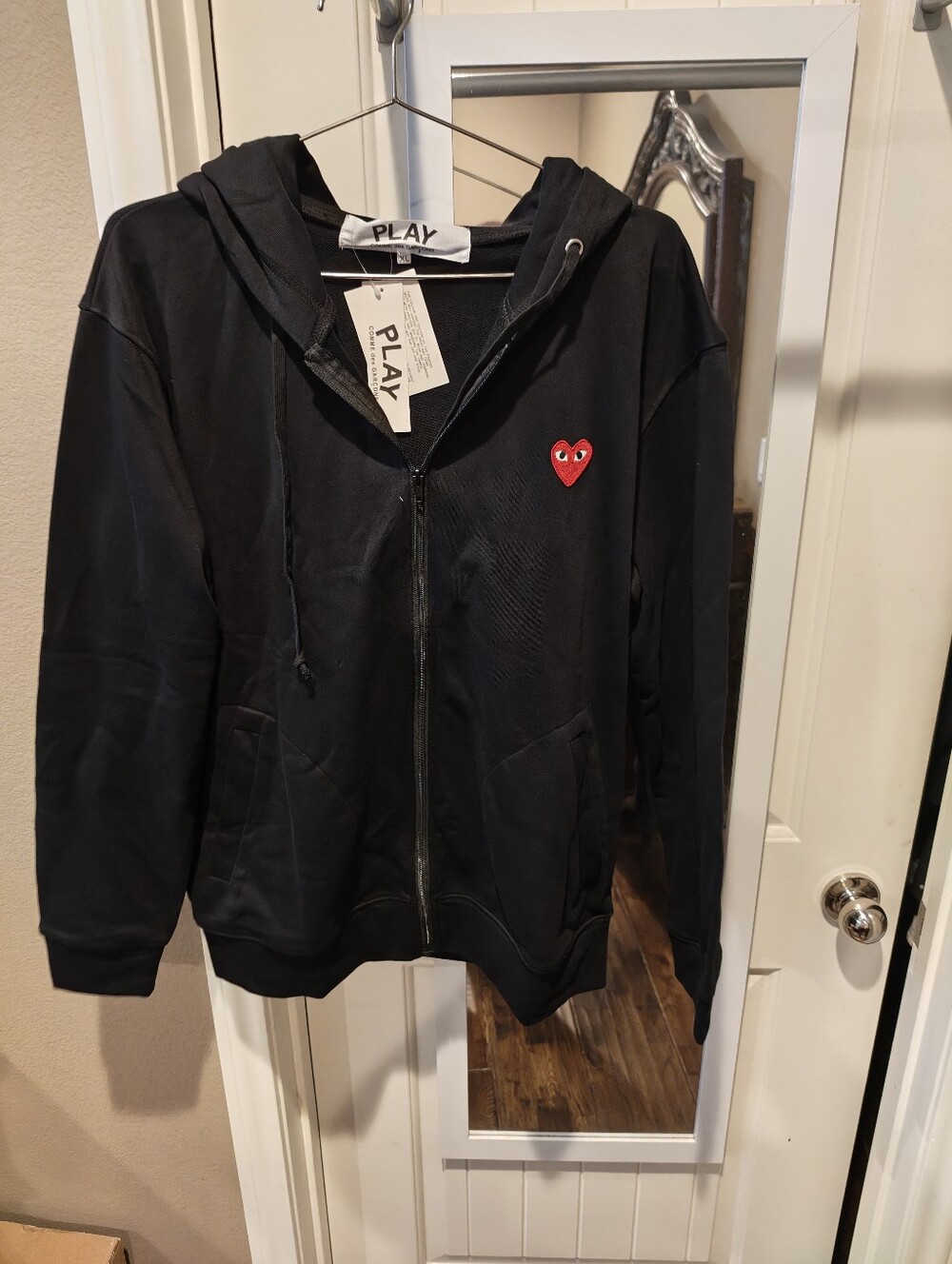PLAY Comme des Garçons Black Heart Full Zip Sweatshirt Jacket Size XL